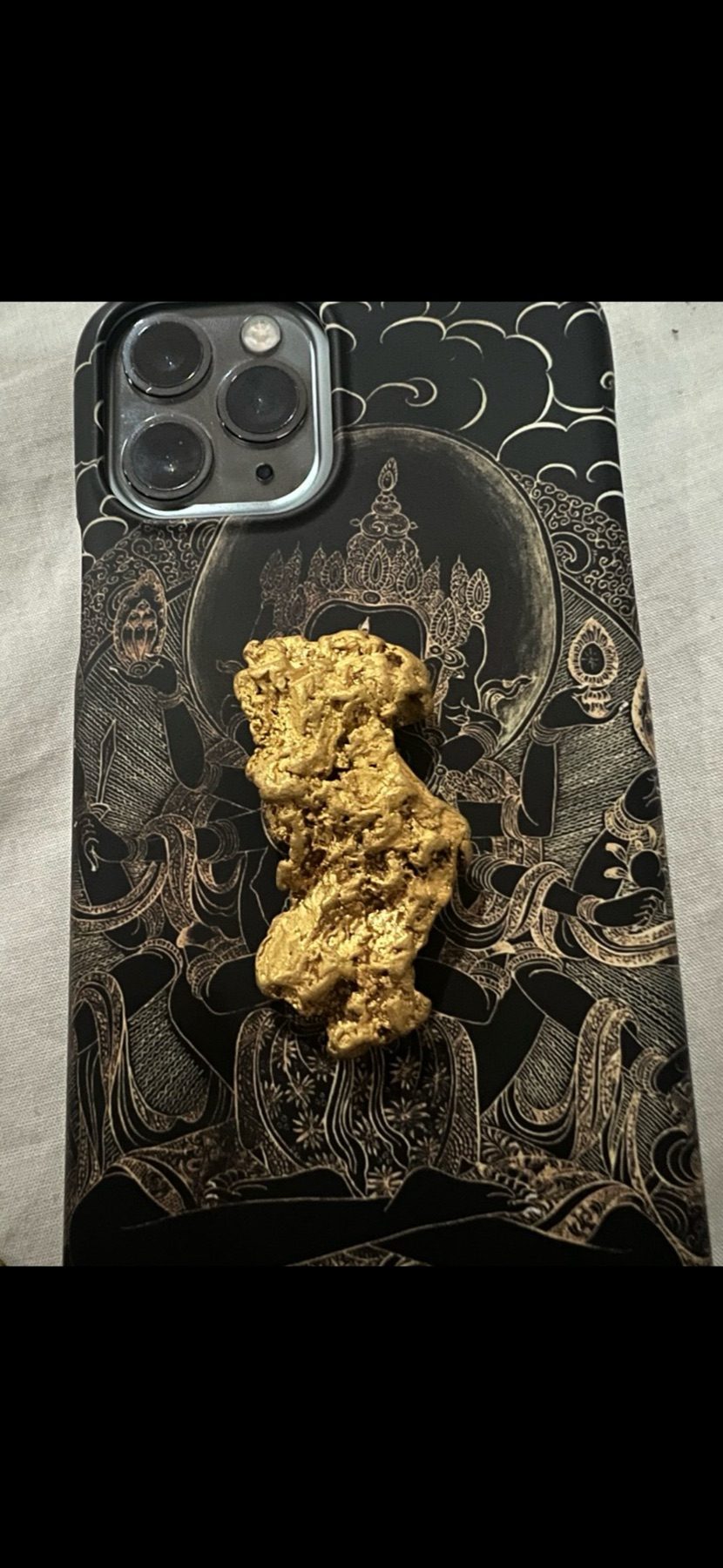 A natural gold specimen recovered through the Guron mining journey