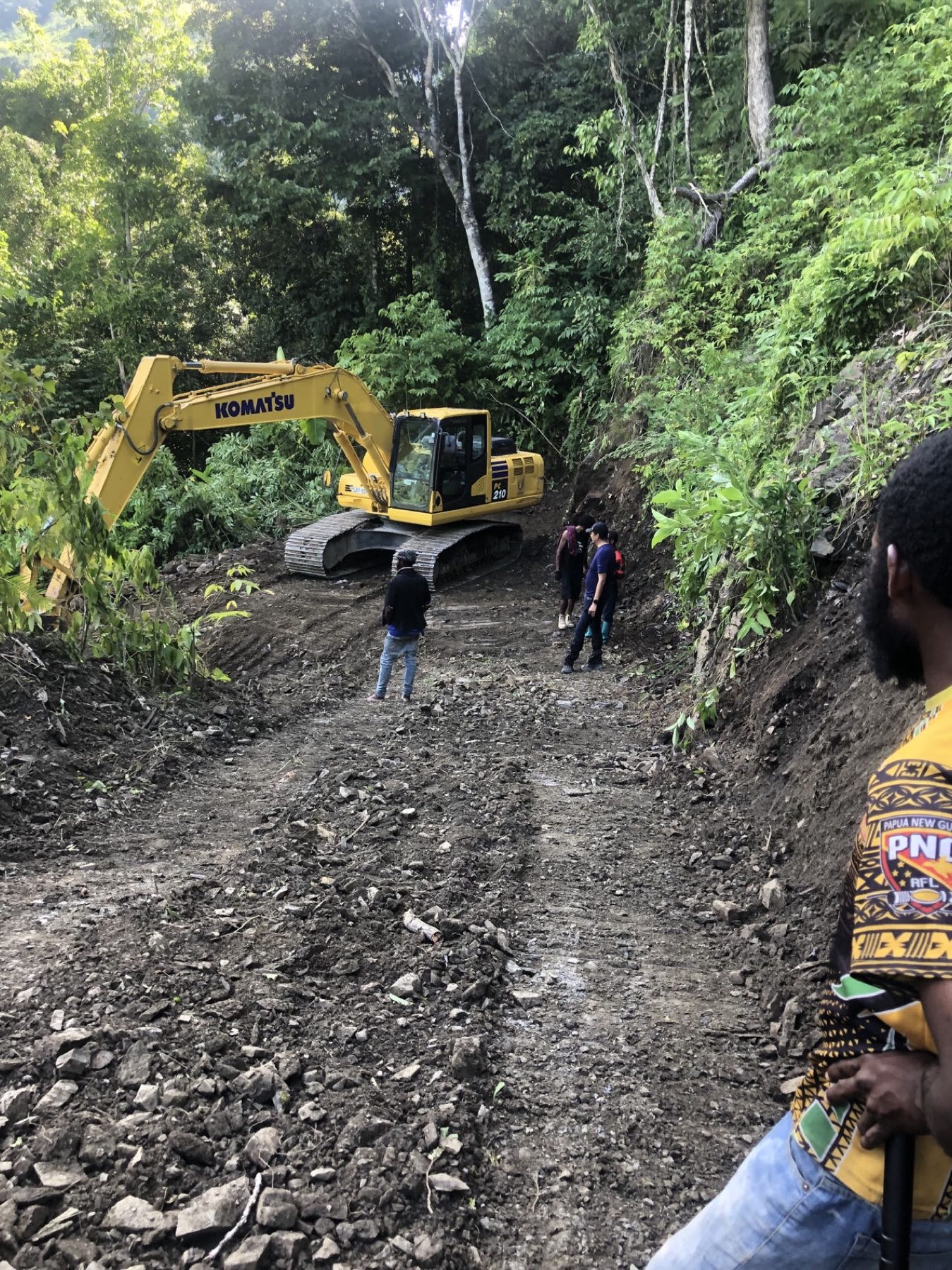 Excavation work at a forest mining site